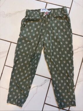 Girls Old Navy Green Boho Floral-Print Joggers - Size 6-7